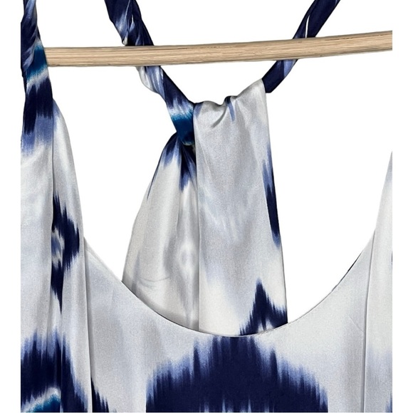 Banana Republic Silk Blue Ivory Tribal Ikat Crisscross Sheath Slip Dress NEW - Picture 8 of 16